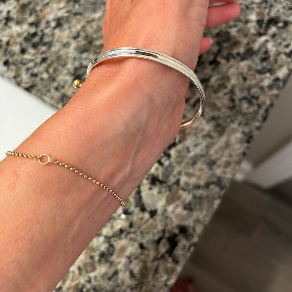 Tiffany & Co 18k Yellow Gold Hook & Eye Loop Sterling Silver Bracelet - Picture 11 of 11